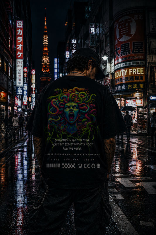 Man Wearing Medusa Graphic T Shirt