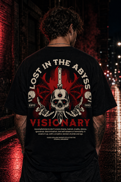 VIVILANA Visionary Skull Tee — "Lost in the Abyss" Gothic Graphic T-Shirt