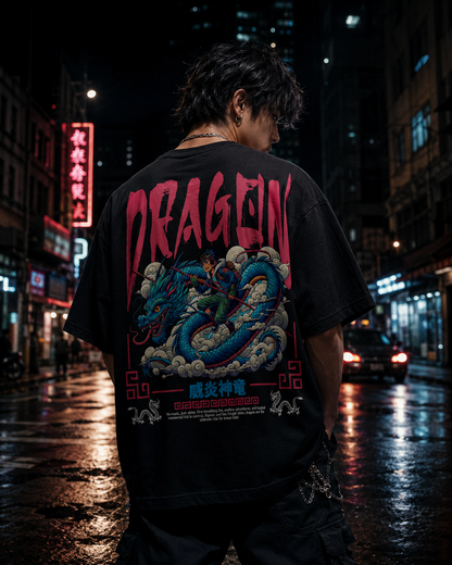 VIVILANA Dragon Graphic Tee — Bold Asian-Inspired Snake Dragon Design