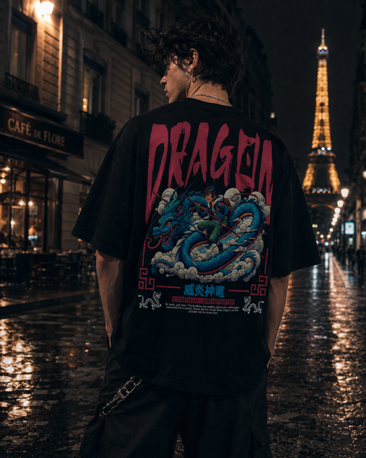 VIVILANA Dragon Graphic Tee — Bold Asian-Inspired Snake Dragon Design