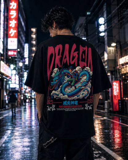VIVILANA Dragon Graphic Tee — Bold Asian-Inspired Snake Dragon Design